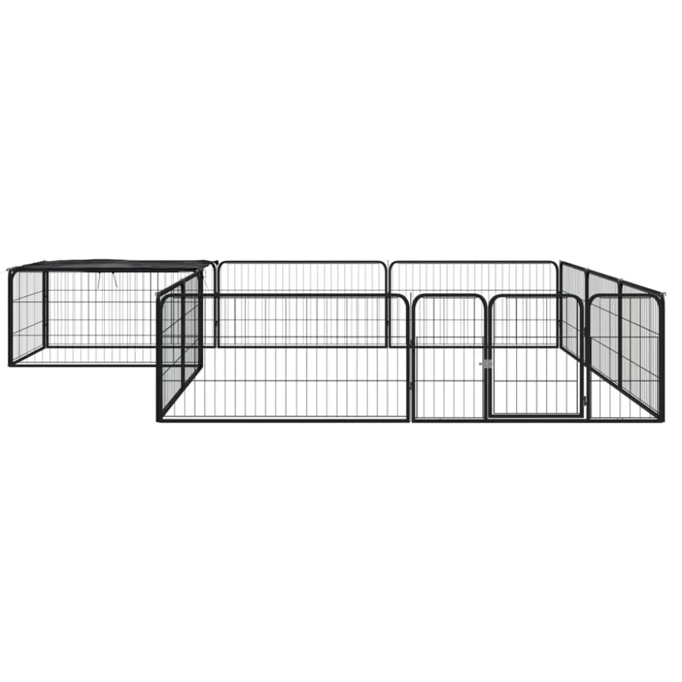 MAISON EXCLUSIVE - Parc pour chien 12panneaux noir 100x50cm acier enduit de poudre