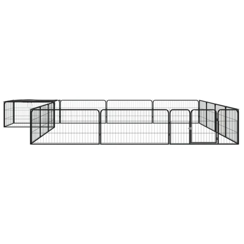 MAISON EXCLUSIVE - Parc pour chien 16panneaux noir 100x50cm acier enduit de poudre