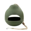 Mangeoire bambou design verte pour oiseaux sauvages