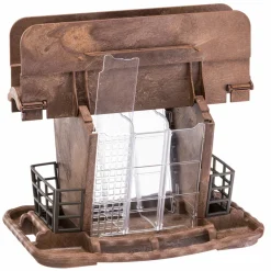 Mangeoire pour oiseaux sauvages jok 2, abri oiseaux, adaptée pour nourriture graines petites noisettes, boules de graisse, eau
