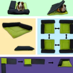 NEO SOLVO - Coussin polaire avec 2 boudins tunnels pour cochon d'inde