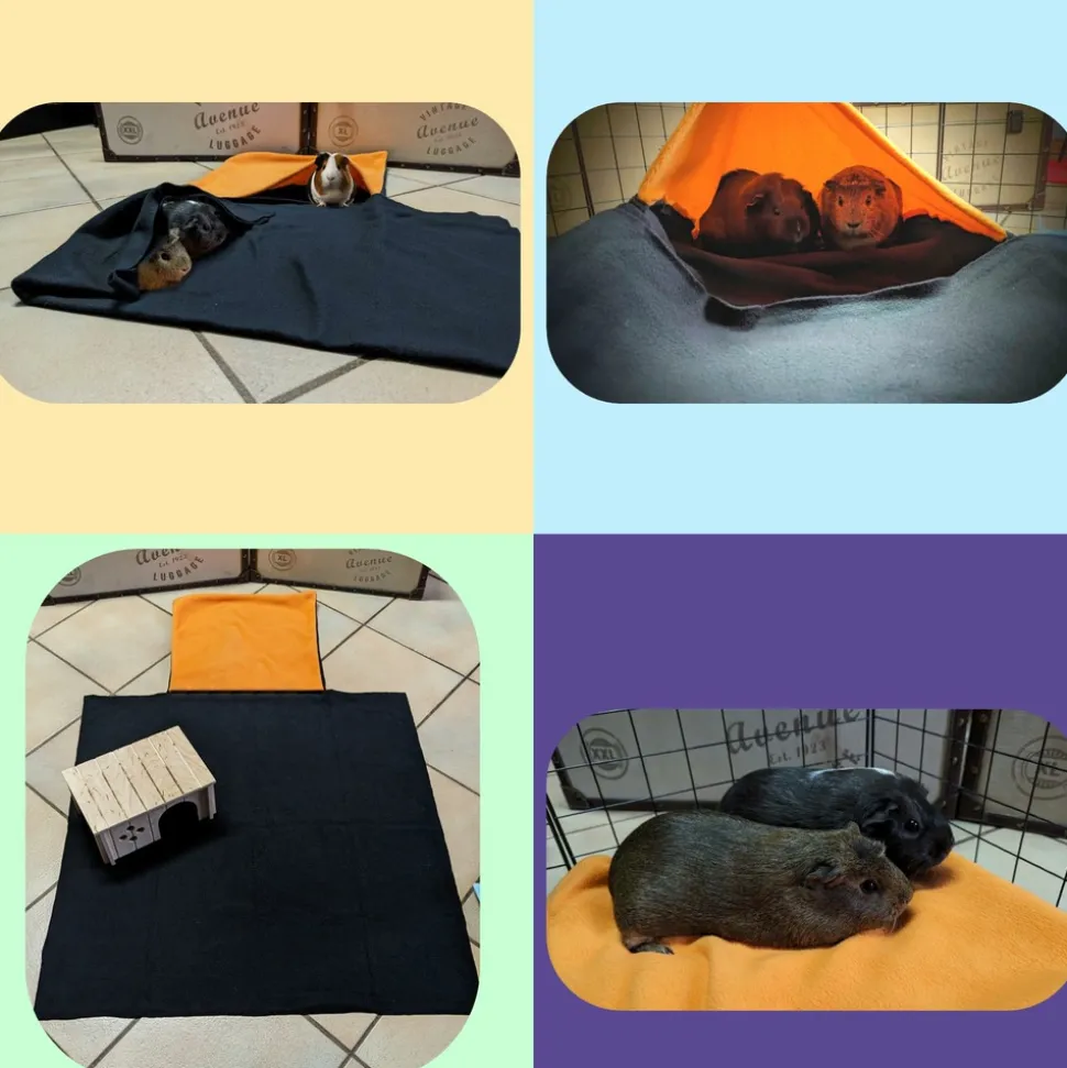 NEO SOLVO - Coussin polaire pour cochon d'inde et lapin avec cachette et couverture intégrée