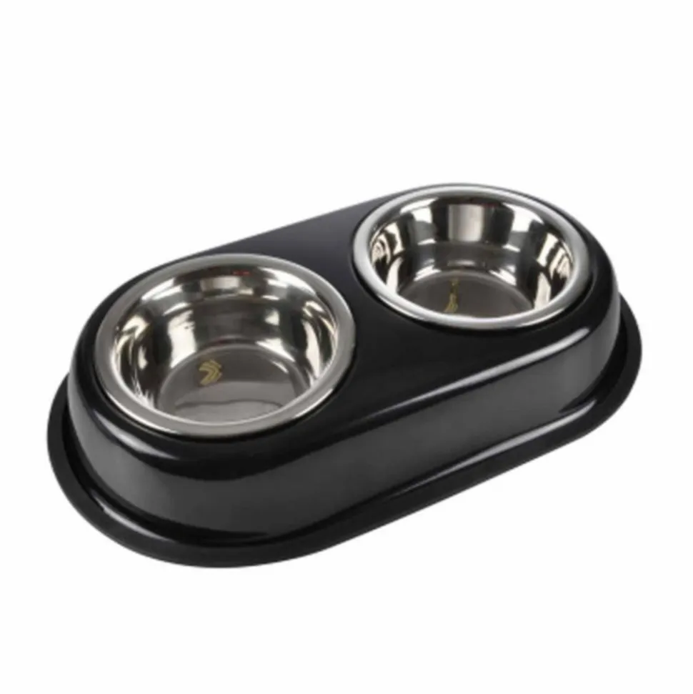 PARIS PRIX - Gamelle pour chien & chat "double" 35cm noir