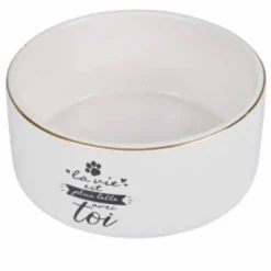 PARIS PRIX - Gamelle pour chien & chat "la belle vie" 13cm blanc