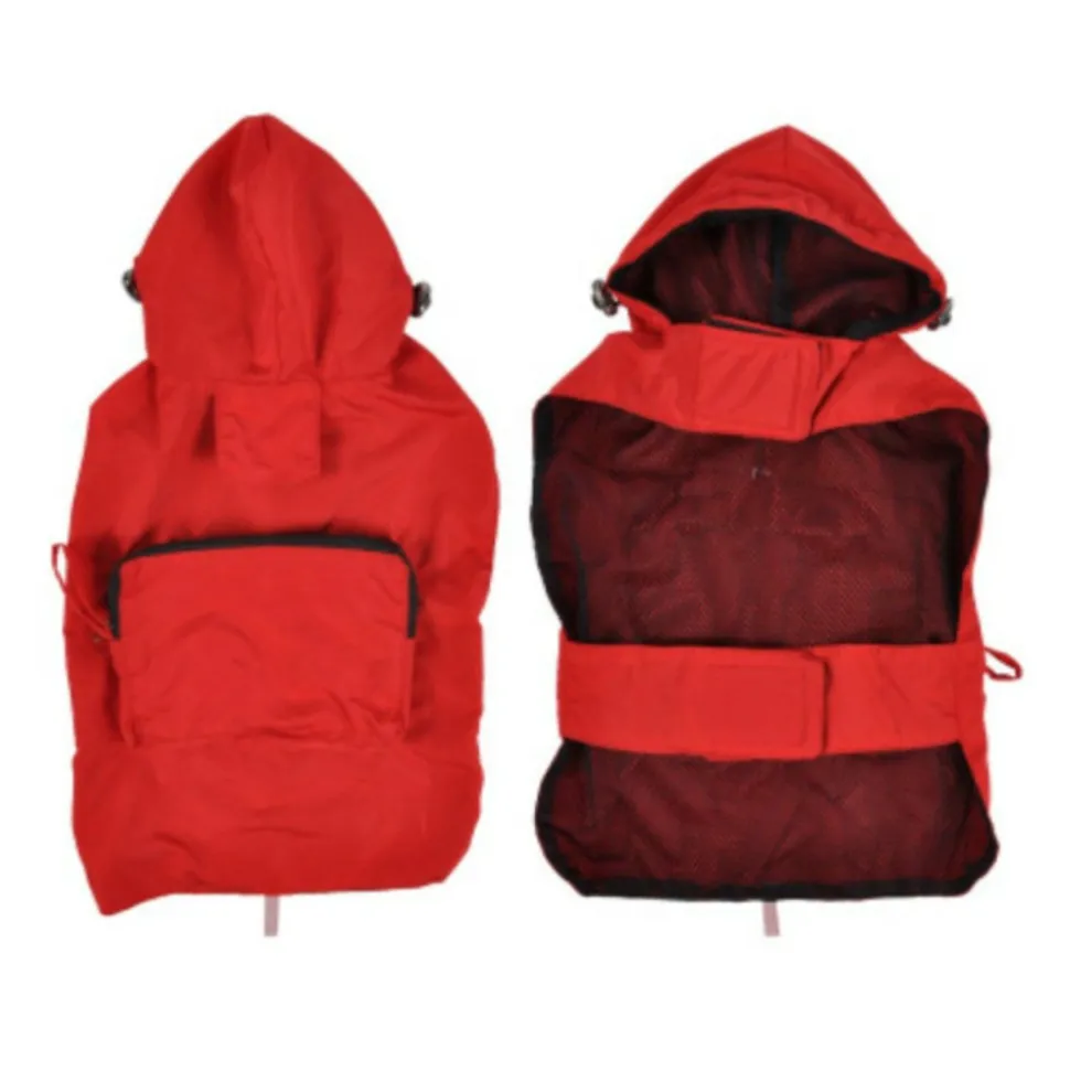 PARIS PRIX - Imperméable pour chien "capuche & poche" 30cm rouge