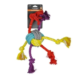 PARIS PRIX - Jouet pour chien "corde & 6 nœuds" 42cm multicolore