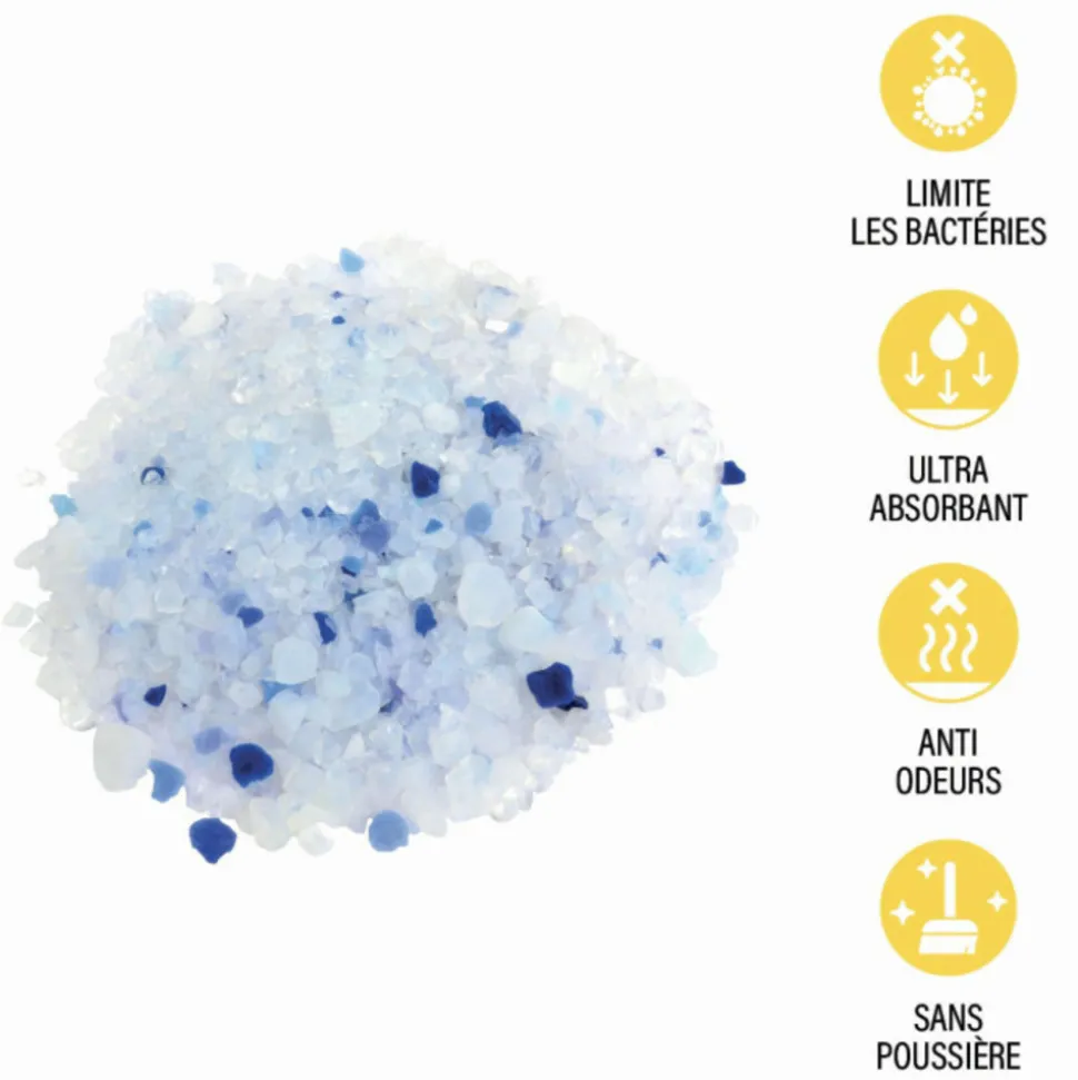 PARIS PRIX - Litière pour chat en silice "minérale" 3,8l bleu