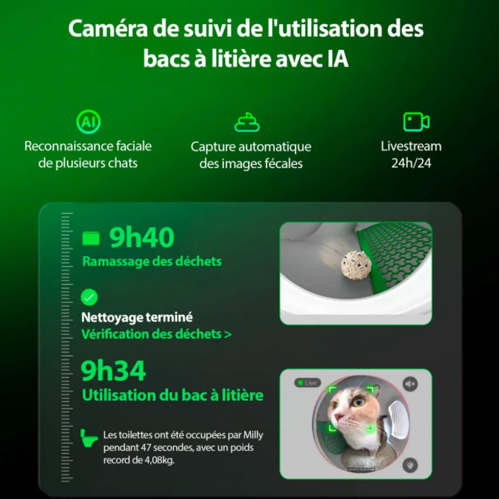 PETKIT - Purobot max pro litière automatique avec caméra