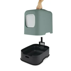 ROTHO - - maison toilette pour chat 51 x 39 x 40 cm - bac a litiere - vert de gui