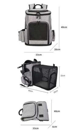 Sac à dos pour chat mcboson gris - extensible, grande capacité, pliable