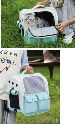 Sac à dos pour chat mcboson vert, anti-griffes pratique, bonne ventilation