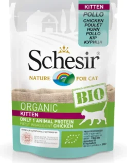 SCHESIR - Sachet fraicheur bio chaton poulet pack de 6 x 85g