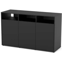 TERRATLANTIS - Meuble avec 3 portes pour Terrarium 2V Noir 132X45X80cm