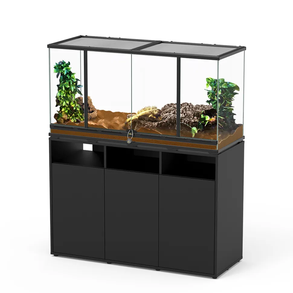 TERRATLANTIS - Terrarium et Meuble avec portes Noir L.118xP.45xH.60cm