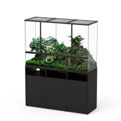 TERRATLANTIS - Terrarium et Meuble avec portes Noir L.132xP.45xH.90cm