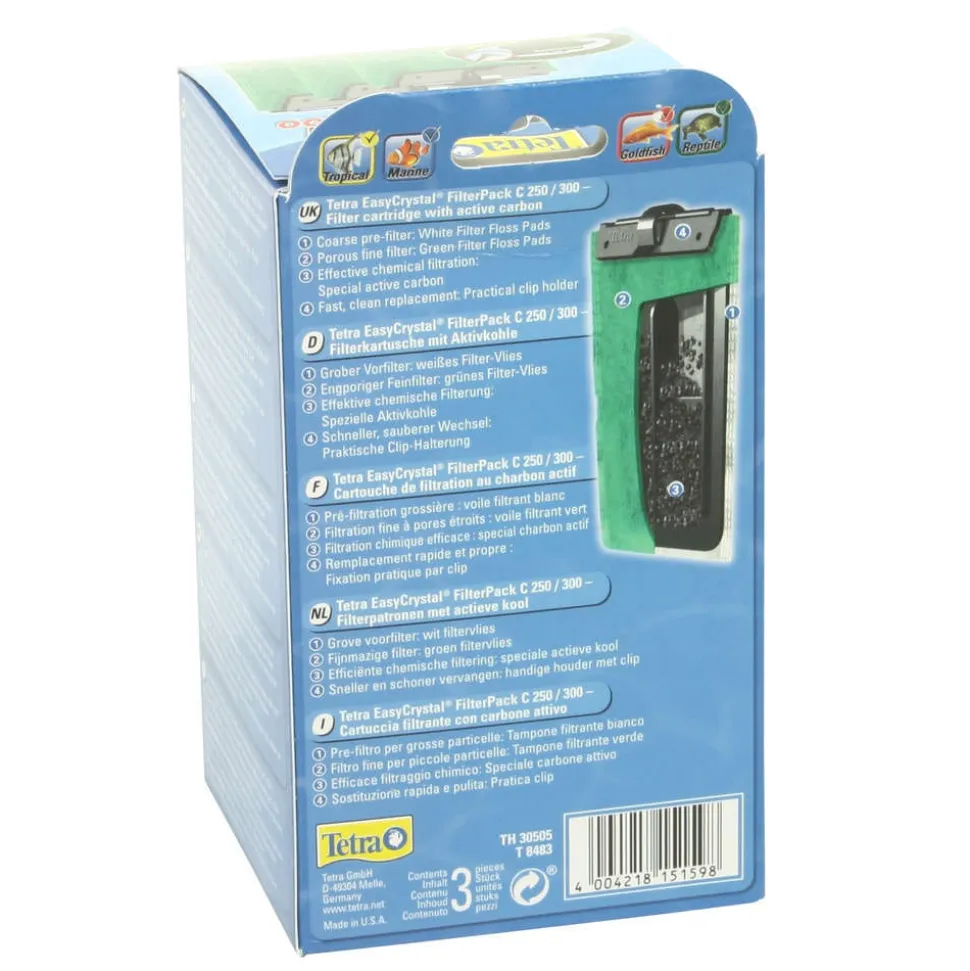 TETRA - Cartouches de filtration charbon actif pour filtre Tetra Easy Crystal