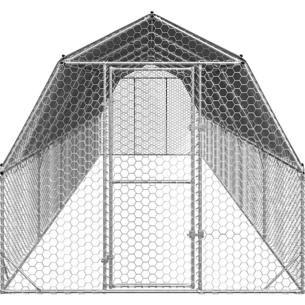 VIDAXL - Poulailler avec toit 2,5x12x2,25 m acier galvanisé