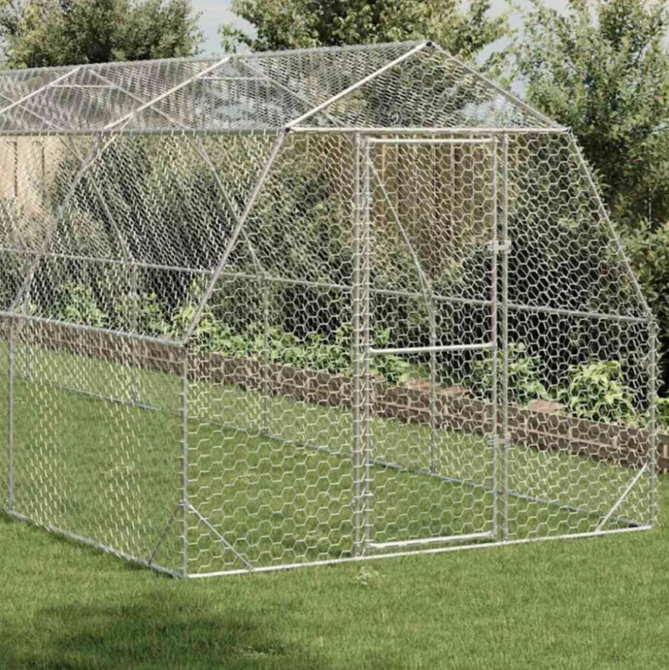 VIDAXL - Poulailler 2,5x10x2,25 m acier galvanisé