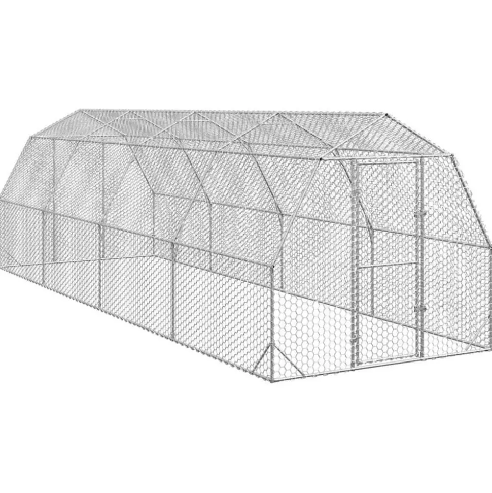 VIDAXL - Poulailler 2,5x8x2,25 m acier galvanisé