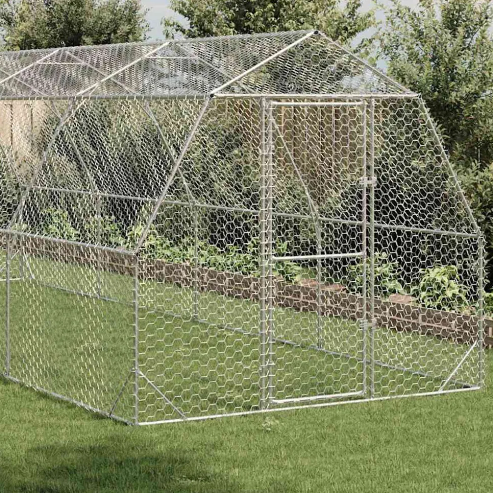 VIDAXL - Poulailler 2,5x8x2,25 m acier galvanisé