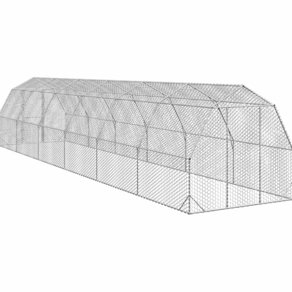 VIDAXL - Poulailler 2,5x12x2,25 m acier galvanisé