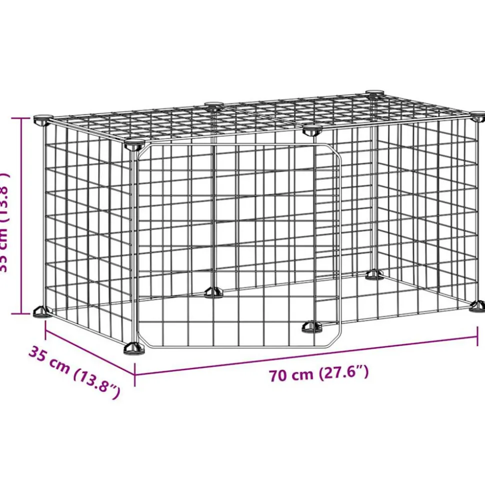 VIDAXL - Cage animaux de compagnie à 8 panneaux et porte noir 35x35 cm