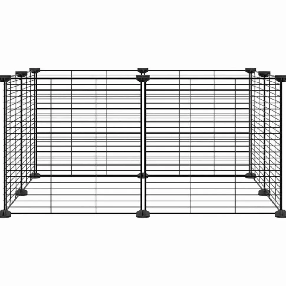 VIDAXL - Cage animaux de compagnie à 8 panneaux noir 35x35 cm acier