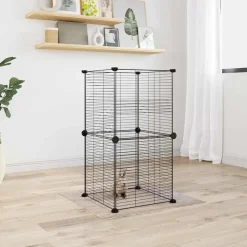 VIDAXL - Cage animaux de compagnie à 8 panneaux noir 35x35 cm acier