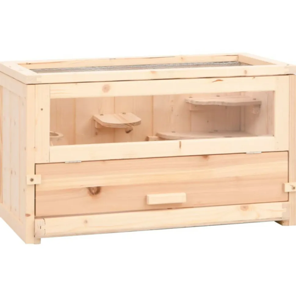 VIDAXL - Cage à hamster 60x30x35 cm bois massif de sapin