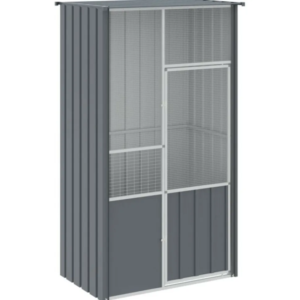 VIDAXL - Cage à oiseaux anthracite 115x78x200 cm acier galvanisé