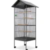 VIDAXL - Cage à oiseaux avec toit acier noir 66 x 66 x 155 cm
