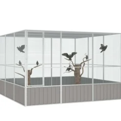 VIDAXL - Cage à oiseaux gris 302,5x324,5x211,5 cm acier galvanisé