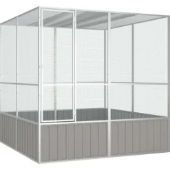 VIDAXL - Cage à oiseaux gris 213,5x217,5x211,5 cm acier galvanisé