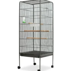VIDAXL - Cage à oiseaux noir 54 x 54 x 146 cm acier