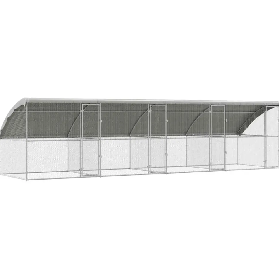 VIDAXL - Cage à poules argent 800 x 200 x 198.5 cm acier galvanisé