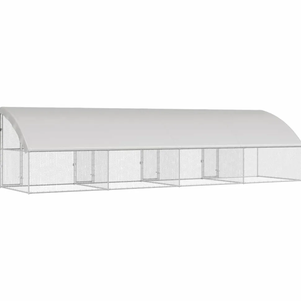 VIDAXL - Cage à poules argent 800 x 200 x 198.5 cm acier galvanisé