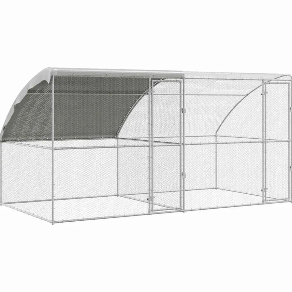 VIDAXL - Cage à poules argent 400 x 200 x 198.5 cm acier galvanisé