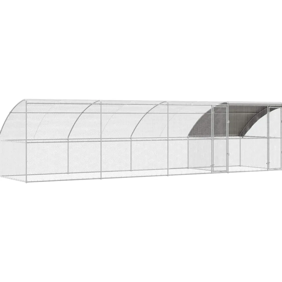 VIDAXL - Cage à poules argent 800 x 200 x 198.5 cm acier galvanisé