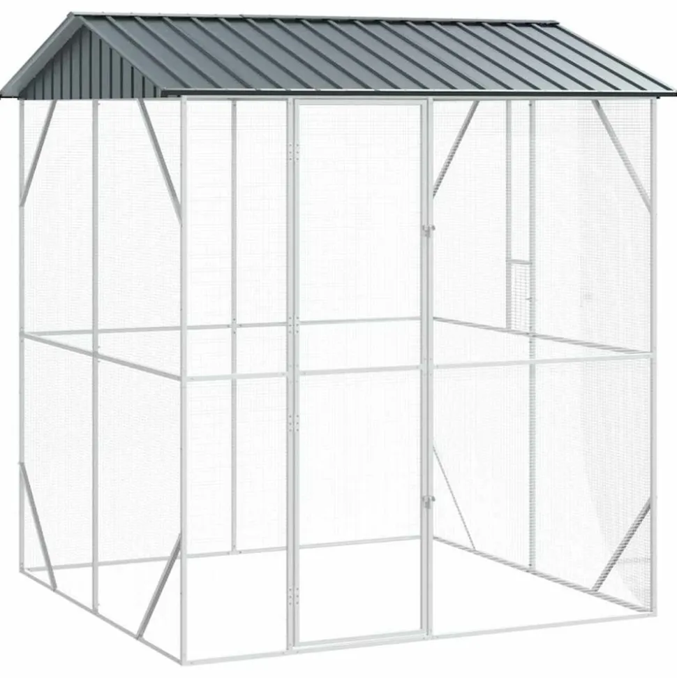 VIDAXL - Cage pour oiseaux anthracite 215 x 208 x 247 cm acier galvanisé