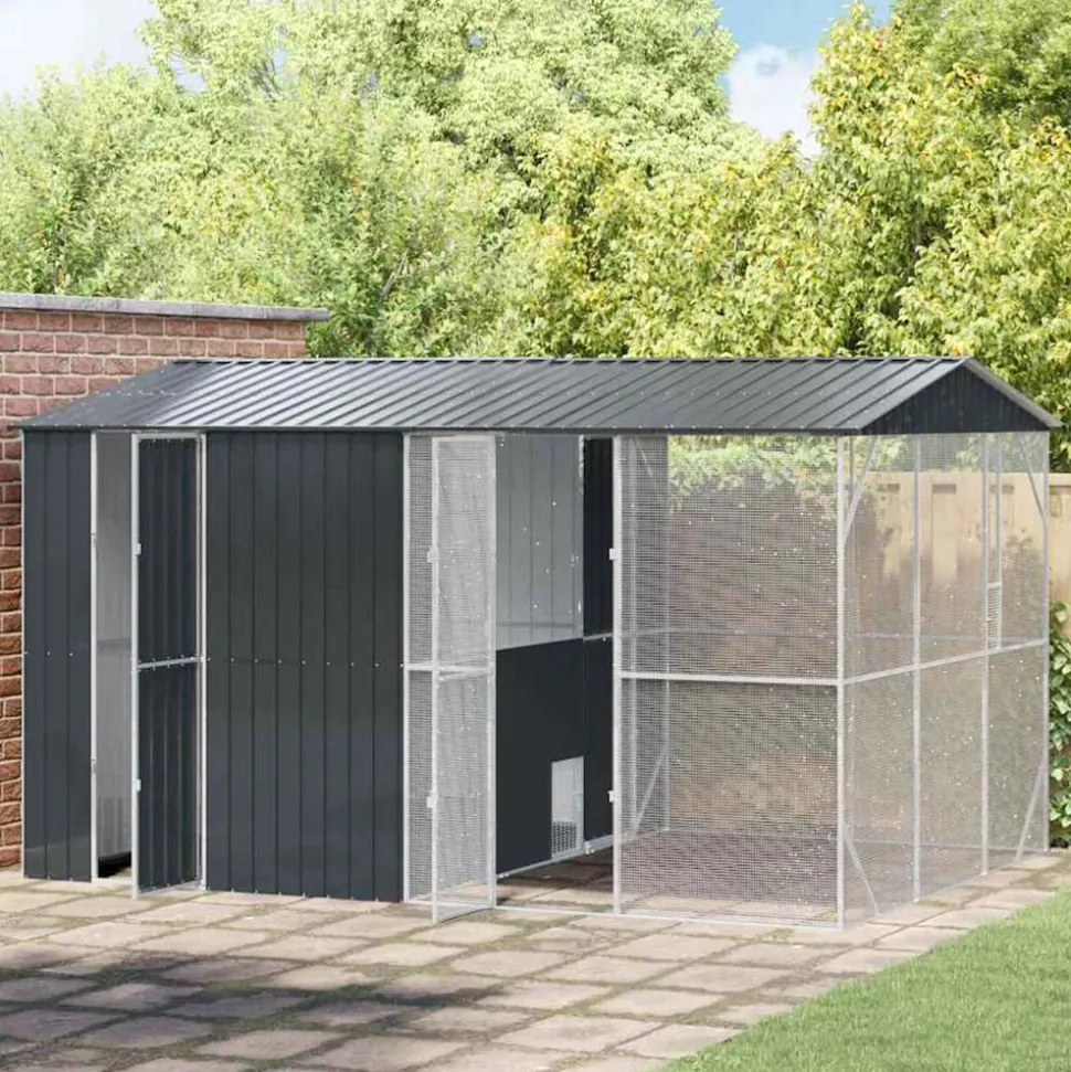 VIDAXL - Cage pour oiseaux anthracite 430 x 310 x 247 cm acier galvanisé