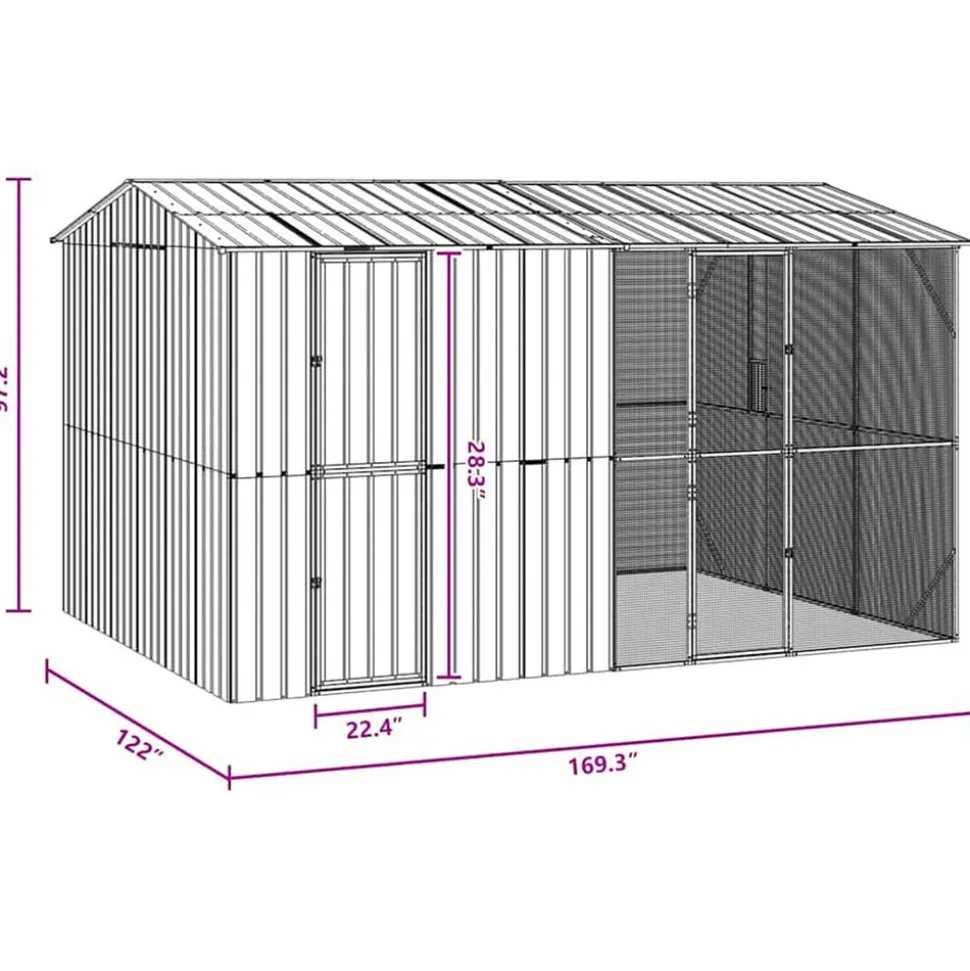 VIDAXL - Cage pour oiseaux anthracite 430 x 310 x 247 cm acier galvanisé