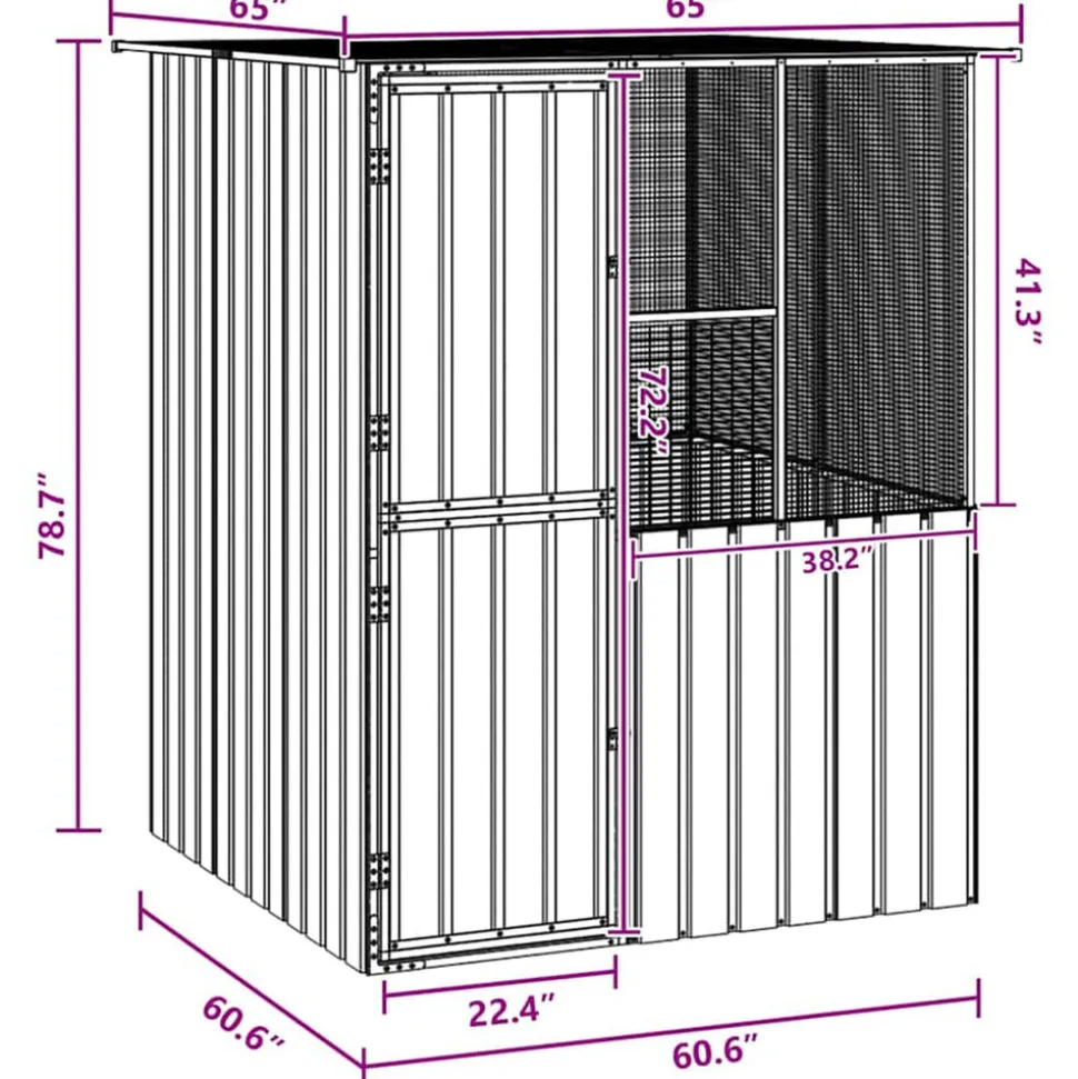 VIDAXL - Cage pour oiseaux anthracite 154 x 154 x 200 cm acier galvanisé
