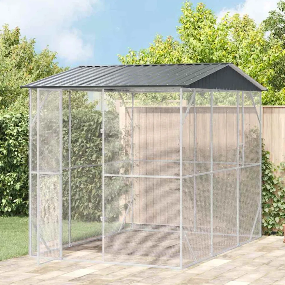 VIDAXL - Cage pour oiseaux anthracite 227 x 310 x 247 cm acier galvanisé