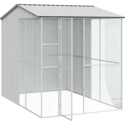 VIDAXL - Cage pour oiseaux gris 215 x 310 x 247 cm acier galvanisé