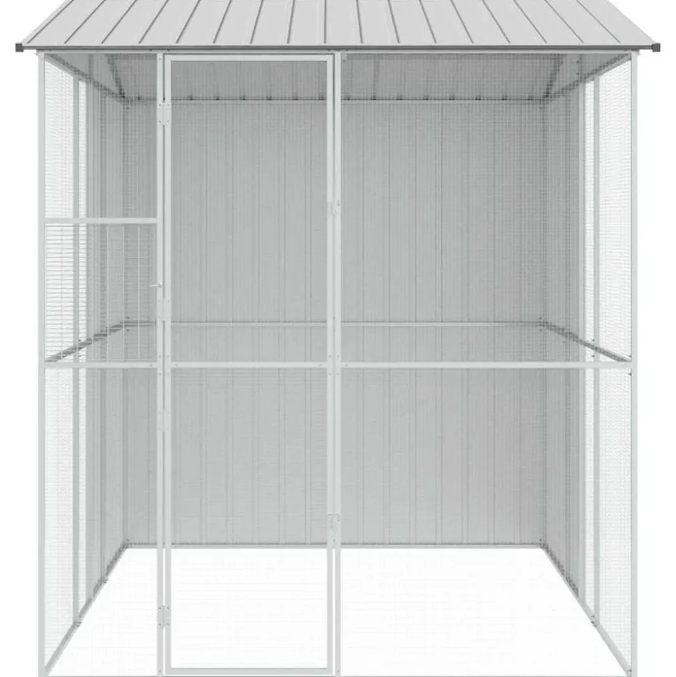 VIDAXL - Cage pour oiseaux gris 215 x 310 x 247 cm acier galvanisé