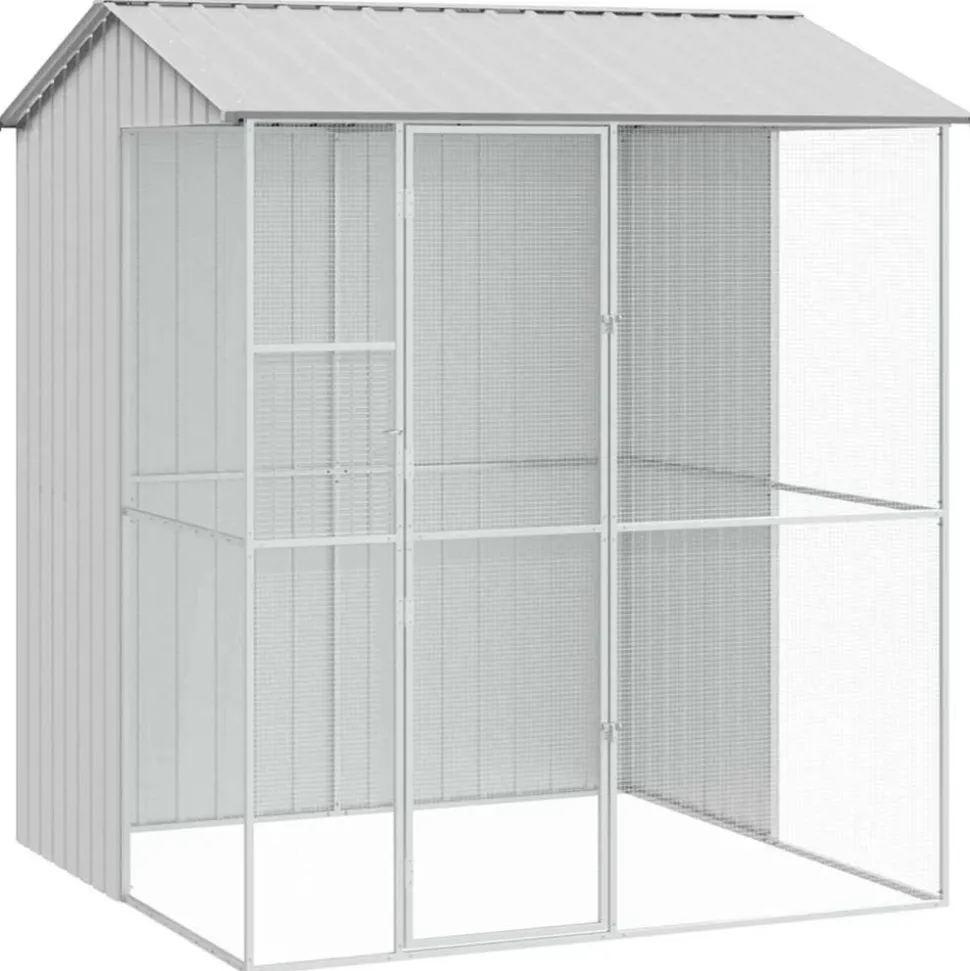 VIDAXL - Cage pour oiseaux gris 215 x 210 x 247 cm acier galvanisé