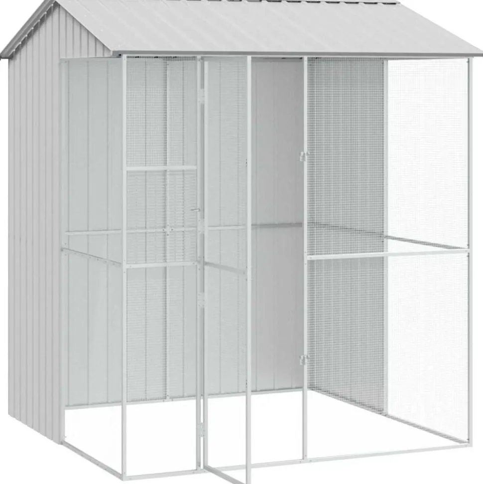 VIDAXL - Cage pour oiseaux gris 215 x 210 x 247 cm acier galvanisé