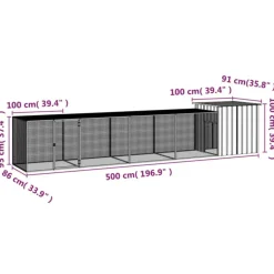 VIDAXL - Cage pour poules gris 500x91x100 cm acier galvanisé