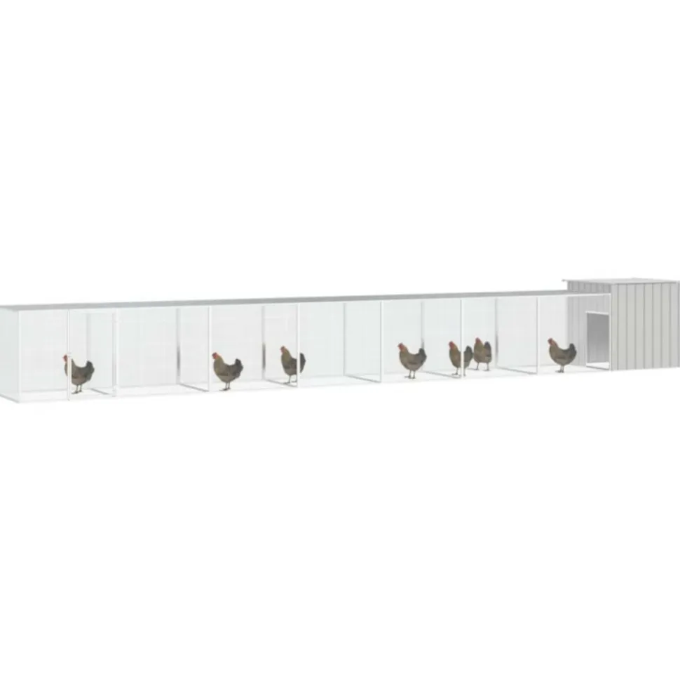 VIDAXL - Cage pour poules gris 800x91x100 cm acier galvanisé