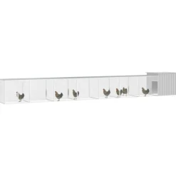 VIDAXL - Cage pour poules gris 700x91x100 cm acier galvanisé